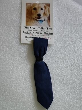 Hand Crafted Navy Blue Slip Over Dog Collar Tie